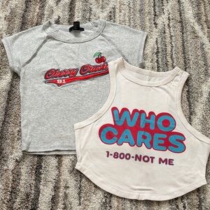 Forever 21 cherry tee and Wild Fable 1-800 not me tank